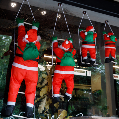 圣诞节装饰品大号爬绳圣诞老人酒店咖啡厅场景氛围布置圣诞树挂饰