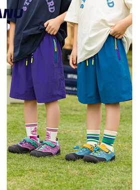 MANUKIDS童装男童25夏季速干纯色简约日系五分裤中大童休闲短裤