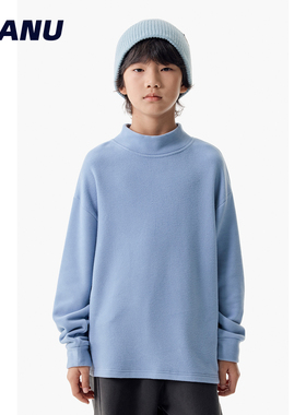 抗静电 MANUKIDS童装男童25冬季纯色半高领中大童长袖T恤打底衫