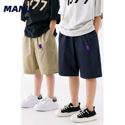 MANUKIDS纯色简约宽松休闲短裤