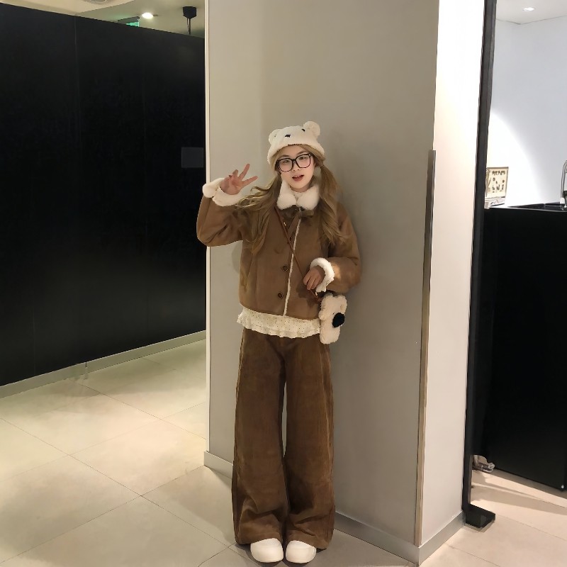 韩系廓形皮毛一体环保加绒加厚甜美外套女秋冬款巨好看保暖短棉服,女装/女士精品,棉衣/棉服,淘宝优惠券,粉丝福利购,淘宝优惠卷