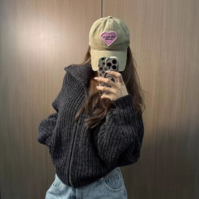 【优质现货】针织翻领毛衣外套