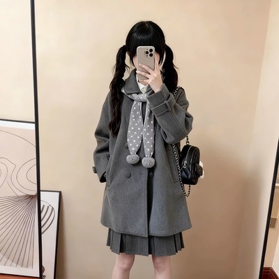 【现货速发】翻领双排扣毛呢大衣