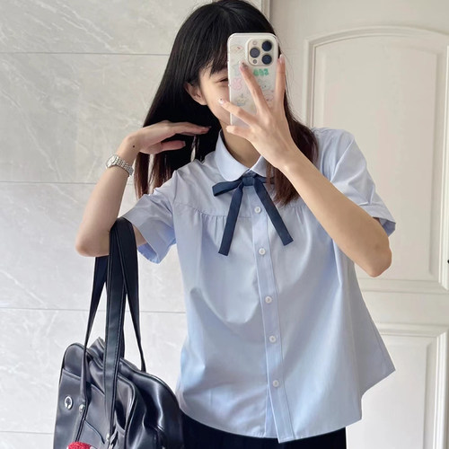 学院风韩系短袖衬衣小清新甜美