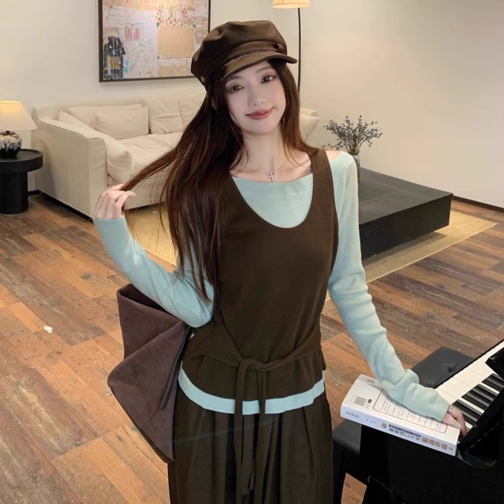 【送运费险】针织衫学院风假两件