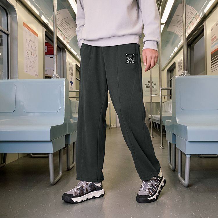 乔丹质燥针织长裤男2025宽松直筒复古学院运动裤男QDLKL3254257B