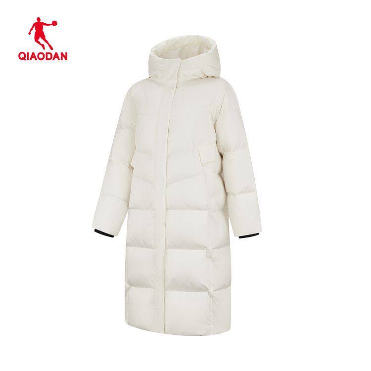 乔丹长款羽绒服女款冬季2025新款巨好看过膝加厚保暖防寒连帽外套