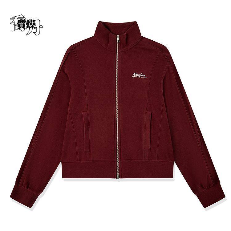 乔丹质燥针织开衫女2026春季立领短款复古百搭休闲上衣针织外套