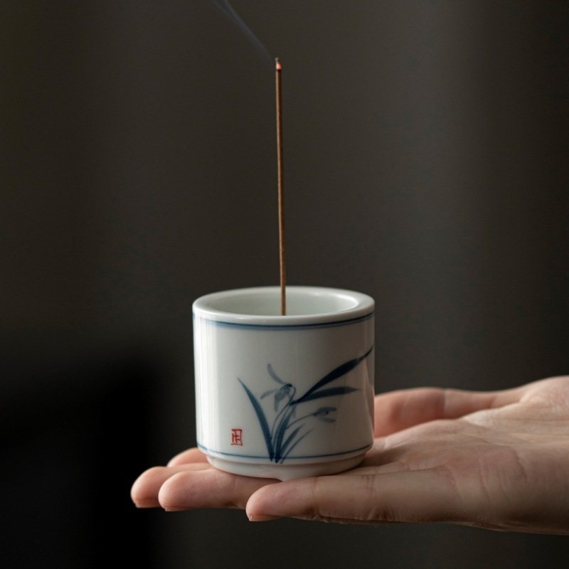 纯手绘青花线香香插道底座香炉家用茶艺茶道配件仿古小陶瓷香室内,家居饰品,香托/香盘/香座/香插,淘宝优惠券,粉丝福利购,淘宝优惠卷