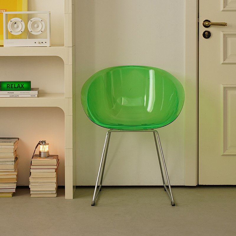 北欧水晶餐椅透明亚克力靠背椅红凳子休闲网椅子甜品店洽谈咖啡厅