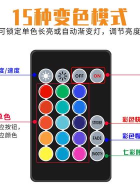 厂家直销水底灯高亮遥控LEDRGB鱼缸潜水七彩5V游泳射灯喷泉装饰灯
