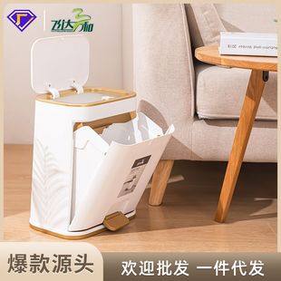 新品 双开盖垃圾桶轻奢风家用脚踏大容量高颜值卫生桶厨房卧室大