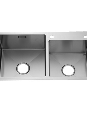 手工水槽双槽 304不锈钢洗菜盆3mm加厚 厨房洗碗池套装 H-7843S