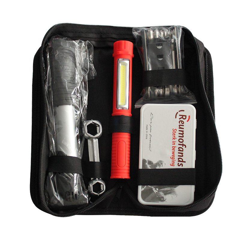 自行车修理工具包套装打气筒修理装备多功能骑行灯扳手组合维修