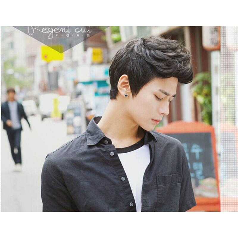 新款直销速卖通外贸假发 男生飞机头短发 帅气男士假发 逼真男发