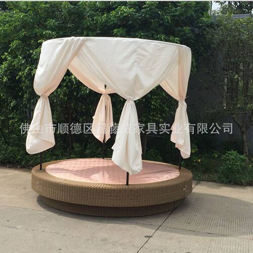 工厂直销可拆装时尚躺床双人藤编圆躺床户外休闲藤编躺床躺椅