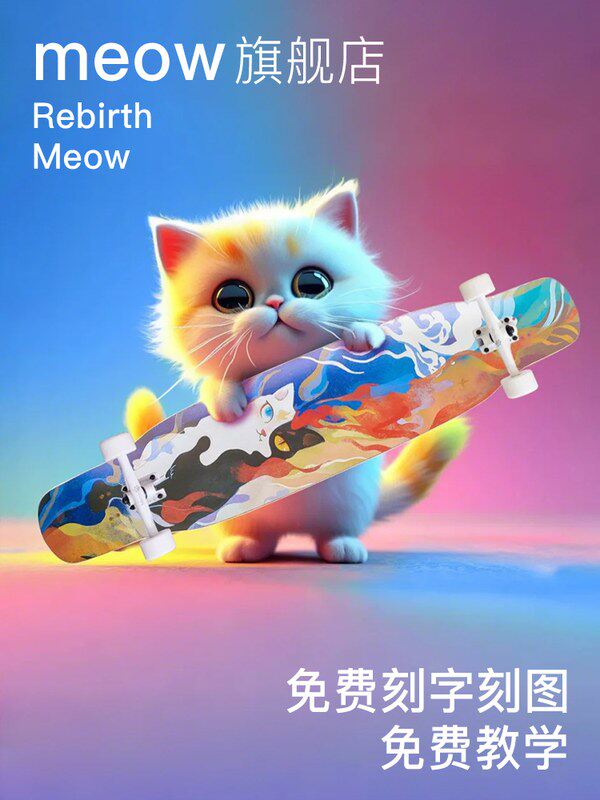Meow喵板紫喵长板rebirth专业板粉喵dancing舞板初学者懒懒长滑板