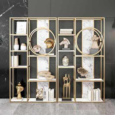 轻奢风书架博古架现代简约不锈钢书柜子落地客厅金属置物架展示架