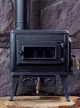 纽波特FS501铸铁真火燃木独立式壁炉民宿别墅自建房用烧柴取暖器