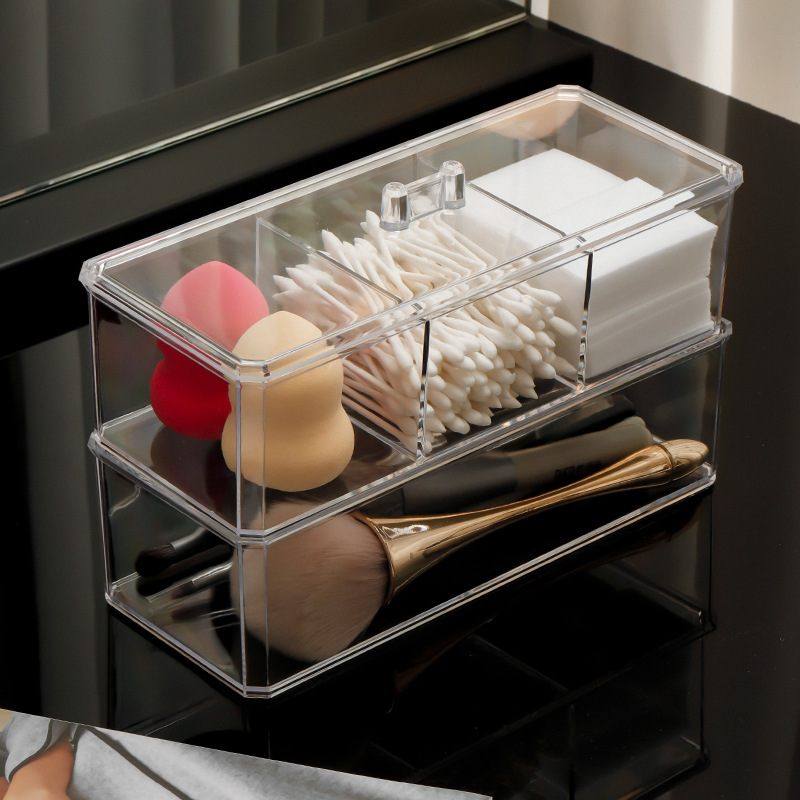 棉签收纳盒化妆棉美妆蛋收纳刷桌面带盖叠加可卸妆棉粉扑化妆防尘,收纳整理,卸妆棉收纳盒,淘宝优惠券,粉丝福利购,淘宝优惠卷