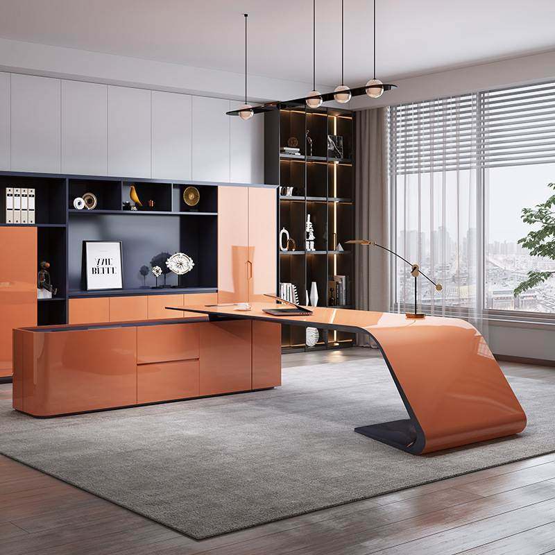 时尚老板桌办公桌创意总裁桌组合奢桌椅主管家具轻办公经理大班台
