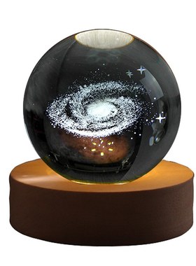 星空太阳系发光水晶球小夜灯桌面生日礼物装饰玻璃球摆件男女生送