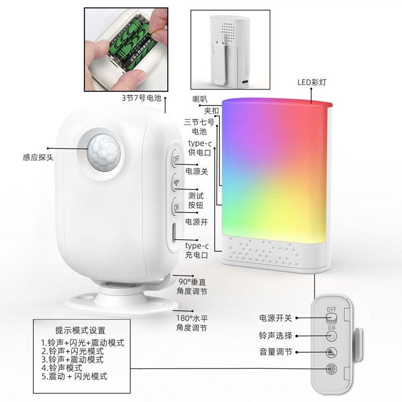 欢迎光临感应门铃红外人体感应器迎宾门铃防盗门铃分体无线家用