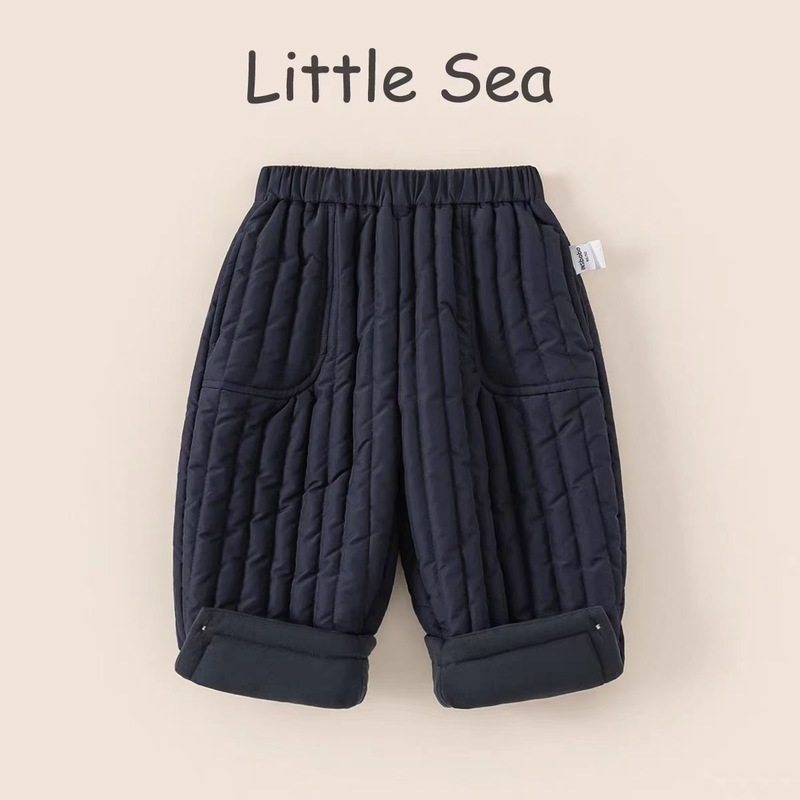 冬季简约个性时尚男童棉裤夹棉加厚儿童裤子户外防风直筒休闲裤潮