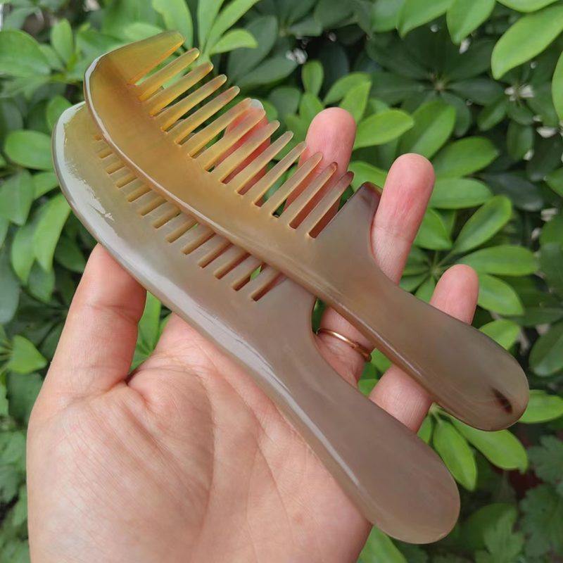 精品牛角梳白牦牛角梳保健大发顺齿按摩护发齿圆润梳子梳宽美发