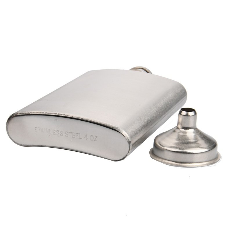 男士酒壶便携式户外随身窄酒瓶带批发小4漏斗不锈钢版盎司91g酒壶