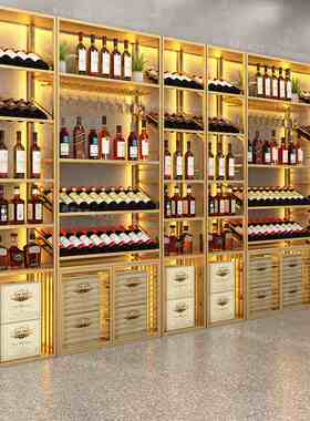 酒架落地式酒柜红酒展示架酒庄商用置物架铁艺靠墙多层收纳架