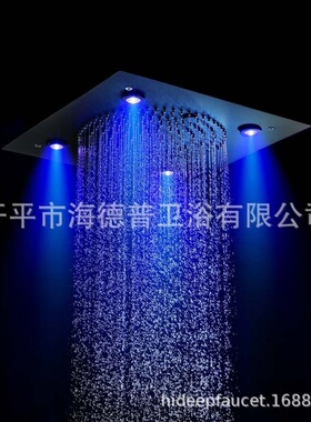 HIDEEP浴室淋浴顶喷嵌入式的黑色320*320mm两功能LED顶喷HI05077B