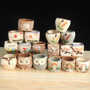 大量批发陶瓷多肉花盆5163小盆栽多花盆育苗盆拇指肉植物盆桌面