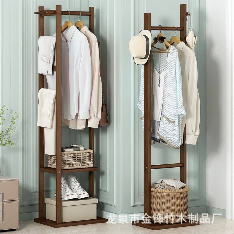 玄关衣帽架落地卧室多功能实木家用架收纳简易物门口角落挂衣架置