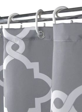 Yx现货灰色菱形涤纶浴装饰帘帘织物帘涤纶帘浴防水卫生间送环隔断