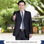 银行制服爸爸西服套装 中年宴会婚礼服 男三件套中老年商务休闲正装