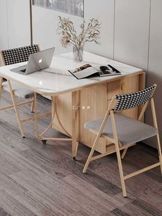 ft多功能折叠餐桌组合家用餐桌伸缩方小户型饭桌奢岩实木电磁轻板