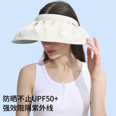 新品MEETSUNNY贝壳防晒帽女户外防紫外线黑胶遮阳帽可折叠大帽檐