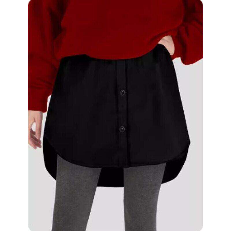 屁帘下摆女秋冬季内搭叠穿卫衣打底神器黑色衬衫遮屁股白色半身裙