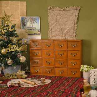 实木中药柜小型家用复古桌面抽屉式小型柜子木制迷你收纳盒置物架