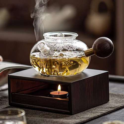 耐热玻璃防潮侧把泡茶具温茶器底座蜡烛日式功夫茶壶加热茶炉家用