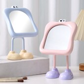 卡通大眼仔化妆镜大镜镜子妆妆美补桌面梳妆公主学生台式 脚丫