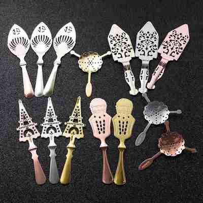 不锈钢304苦艾酒勺方糖漏勺网滤冰格苦精过滤勺strainer跨境