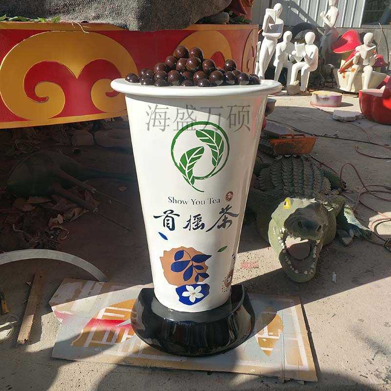 玻璃钢卡通网红店铺奶茶杯模型雕塑商场门口装饰品