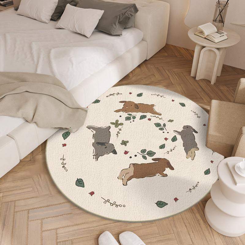 新款兔兔童话仿羊绒圆形毯可爱萌床边宠地毯吊坐垫垫少女卧室地椅,居家布艺,床边毯,淘宝优惠券,粉丝福利购,淘宝优惠卷