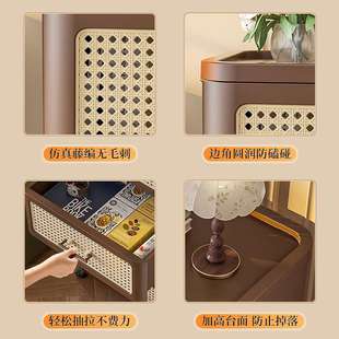 中古风客厅杂物收纳柜物儿童玩具免抽屉柜柜安装卧室零食床头柜置