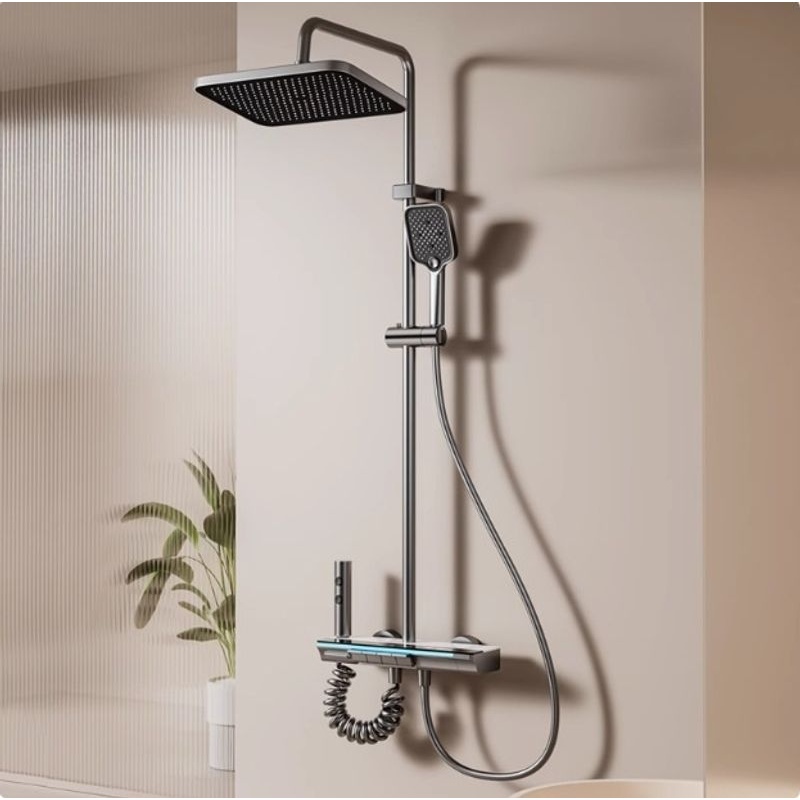 现代花洒全套一整套装淋浴按键水龙头卫生间钢琴增压家用浴室数显