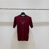 25夏季 T恤上衣女 白塔ins修身 徽标字母logo刺绣休闲半短袖 针织衫