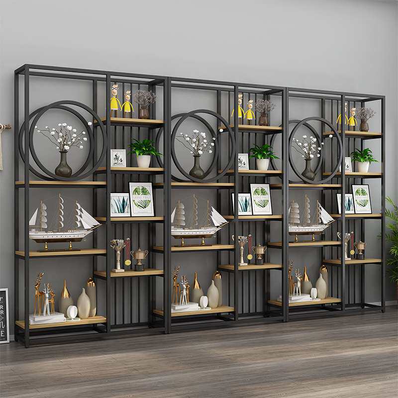 博古架隔断置物架现代简约办公室多宝阁铁艺玄关书架茶叶展示架