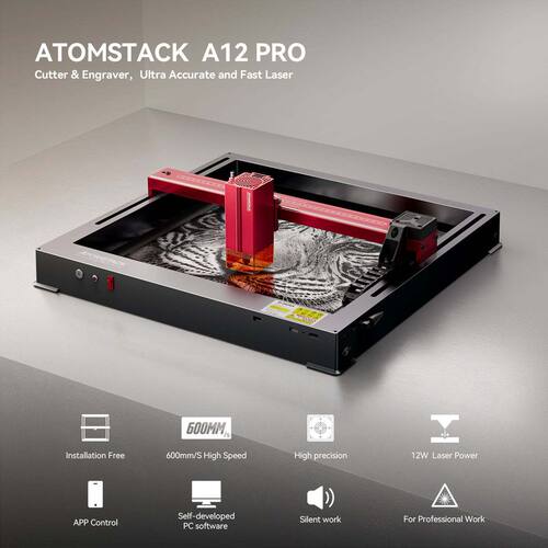 Atomstack A12 Pro 60W 便携式桌面激光雕刻机激光切割机打标